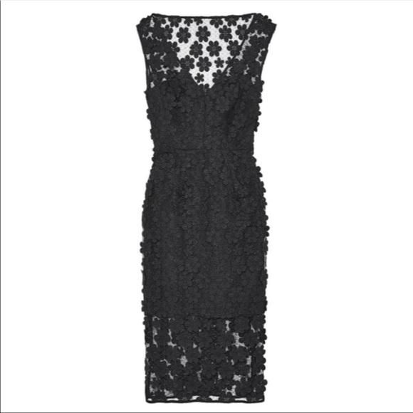 NEW Milly Mari Floral Appliqué Sheath Dress Black - Picture 6 of 6